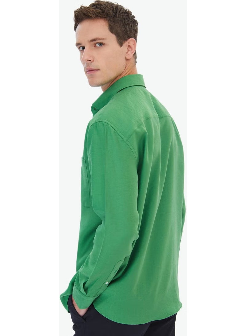 Kip Green Plain Oversize Fit Woven Casual Shirt - Image 1